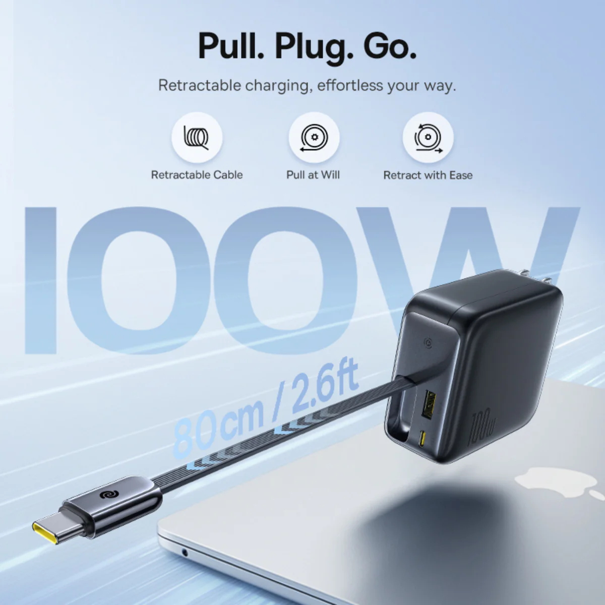 Baseus EnerCore CJ11 Fast Charger with Retractable Cable 2C+U 100W - Image 8