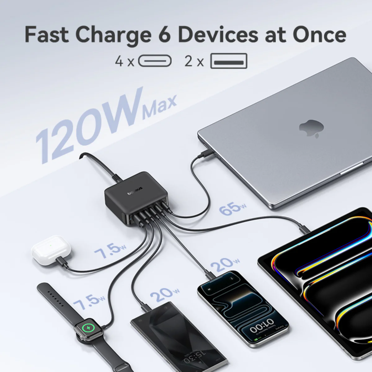 Baseus EnerFill FH21 Desktop Charging Station 4C+2U 120W - Image 5