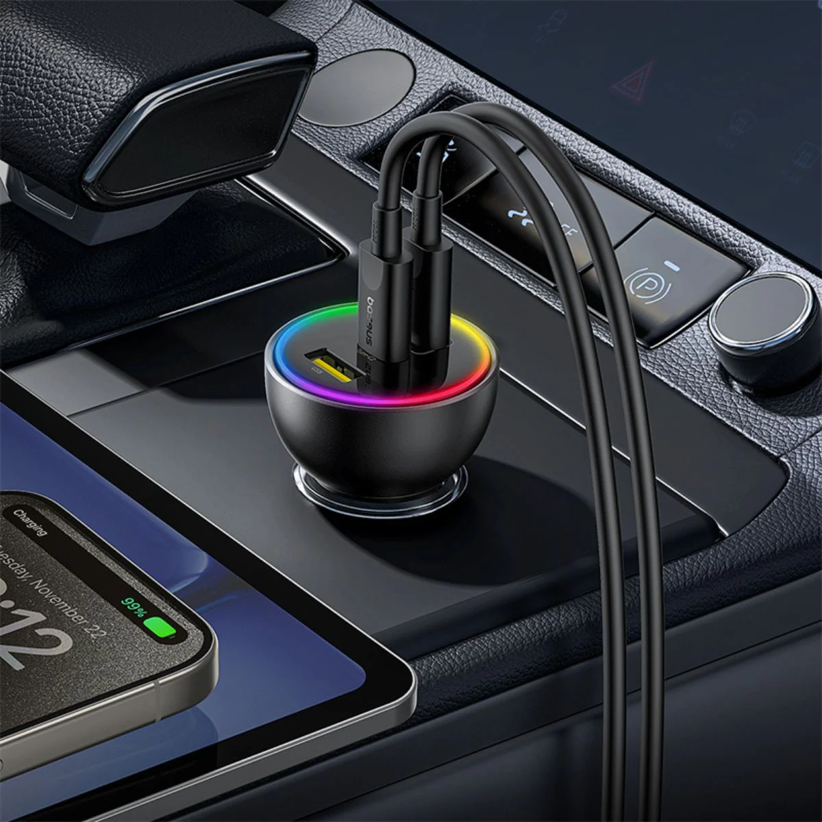 Baseus Multi-Port Fast Charge Car Charger C+C+U 152.5W Set - Image 7