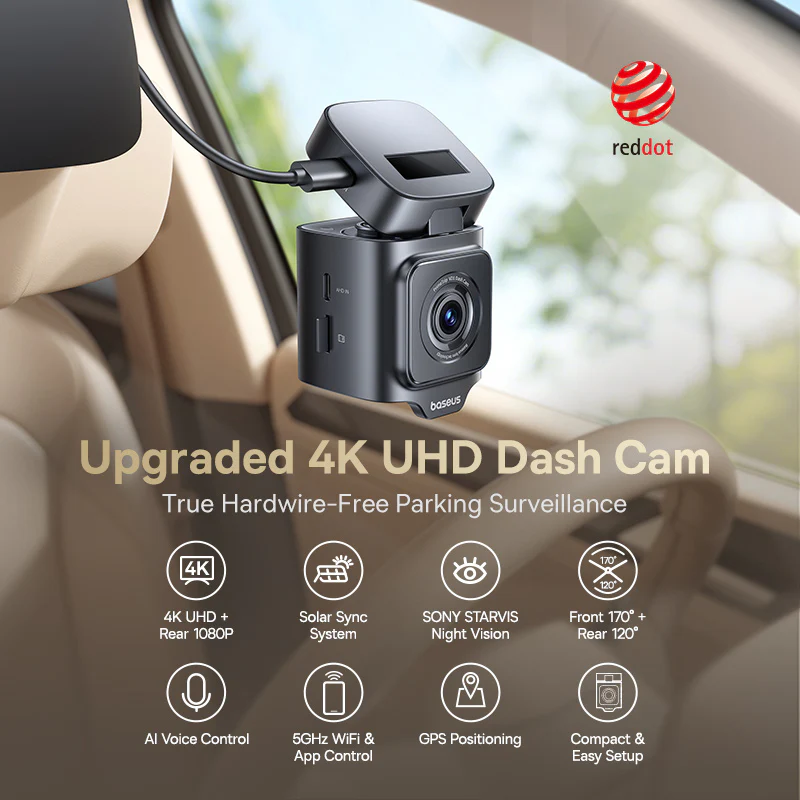 Baseus PrimeTrip VD1 Pro Dash Cam Lithium Battery 4K+1080p - Image 6